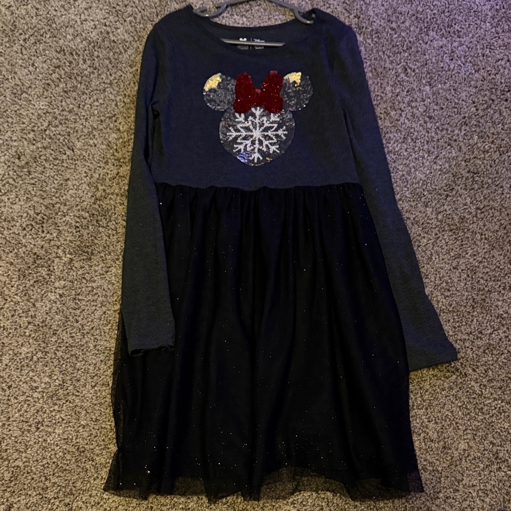 Disney Dress Kids Long Sleeve Dress with Sequin Design